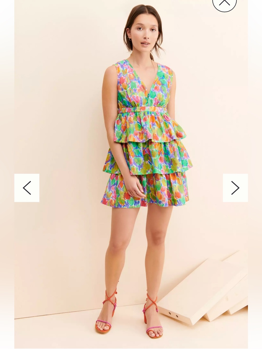 Anthropologie Hope For Flowers Printed Tiered Linen Mini Dress